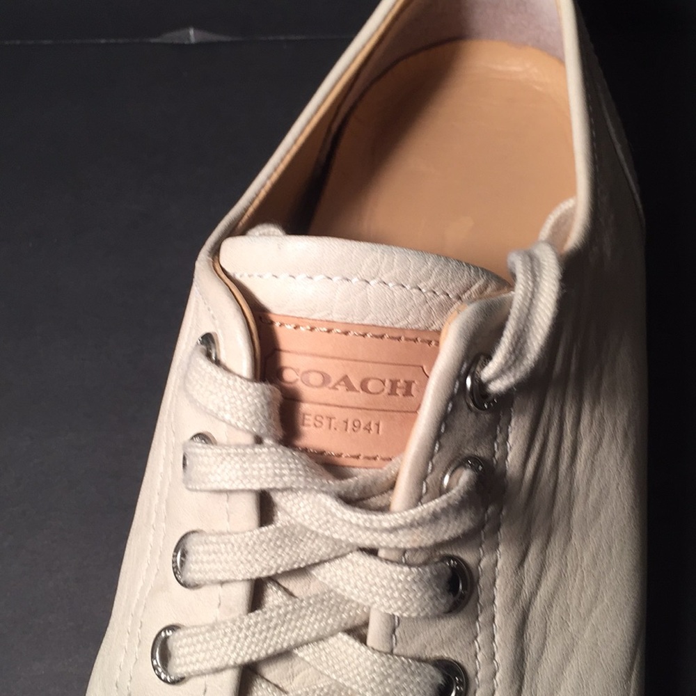 COACH MEN’S LEATHER SNEAKERS, OFF WHITE, SZ-10 - Picture 6 of 6